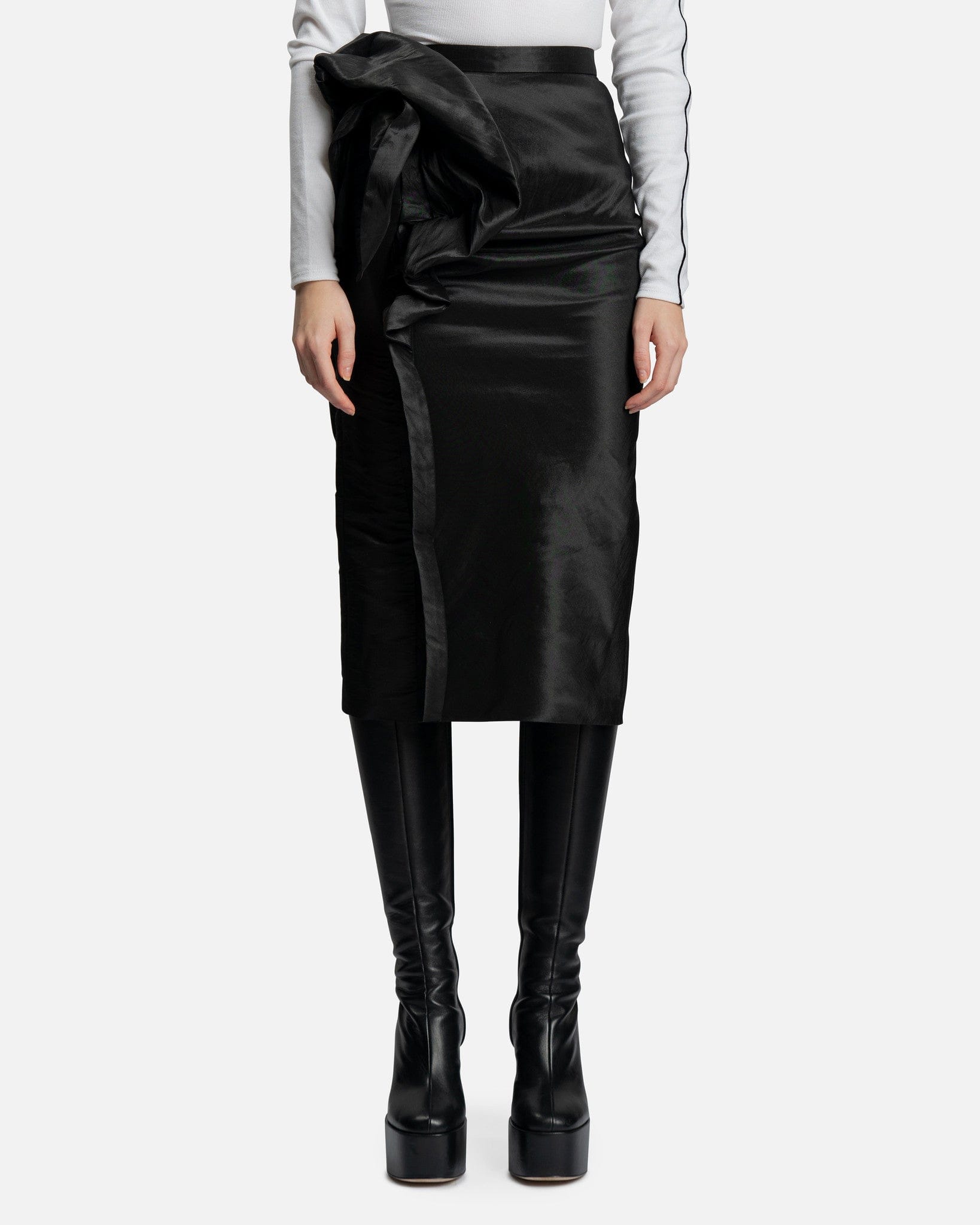 Maison Margiela Women Skirts Draped Midi Skirt in Black