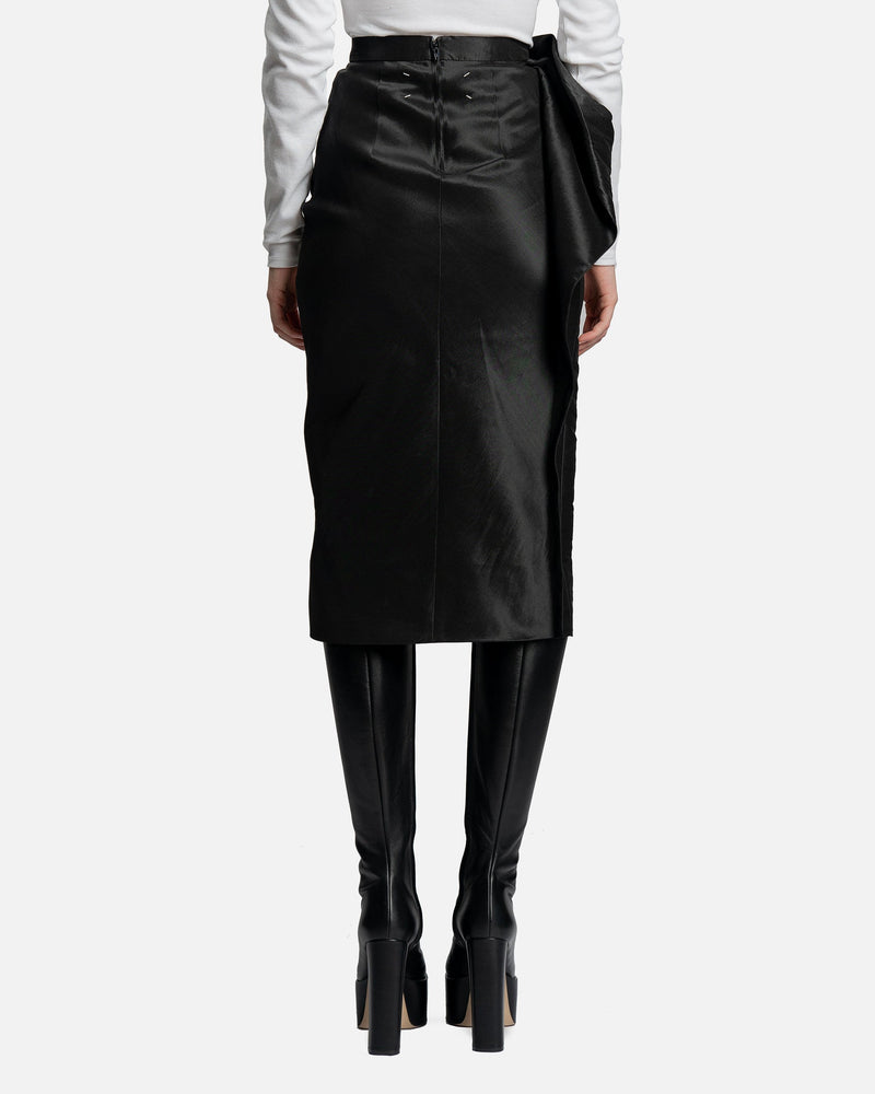 Maison Margiela Women Skirts Draped Midi Skirt in Black