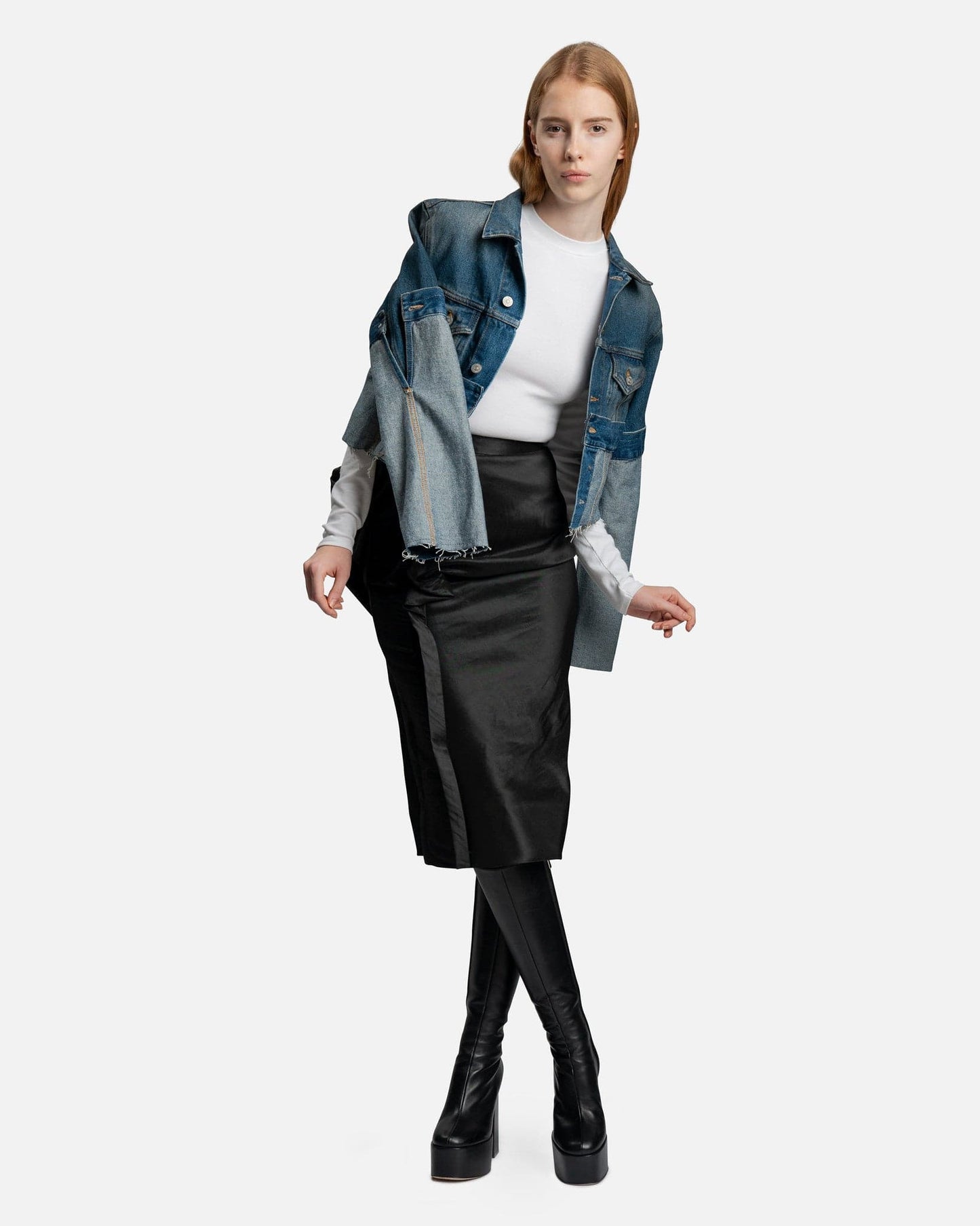 Maison Margiela Women Skirts Draped Midi Skirt in Black