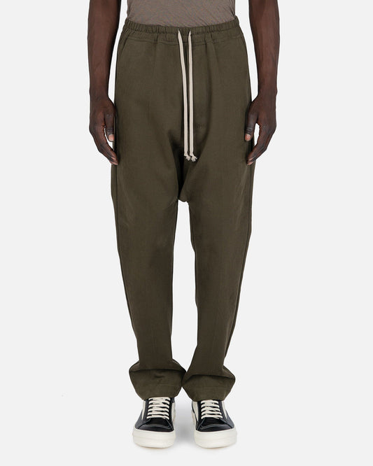 Rick Owens Men's Pants Drawstring Long in Green