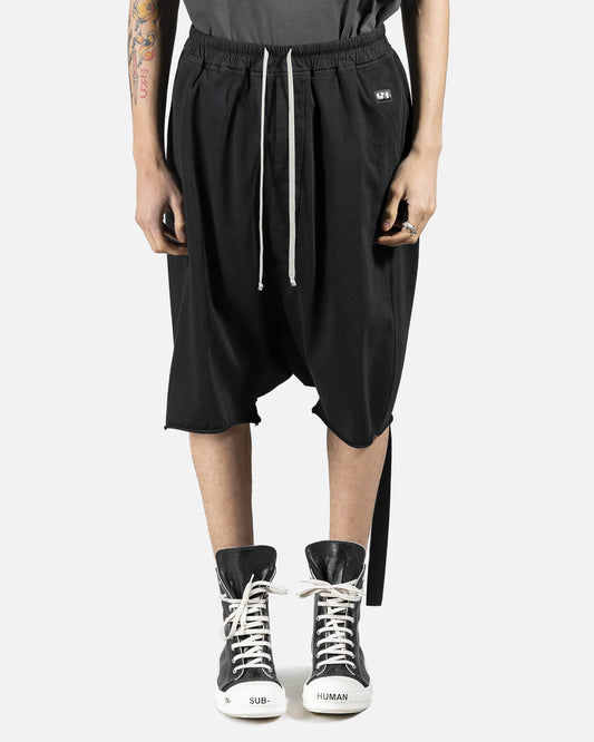 Rick Owens DRKSHDW Men's Shorts Drawstring Pod Shorts in Black