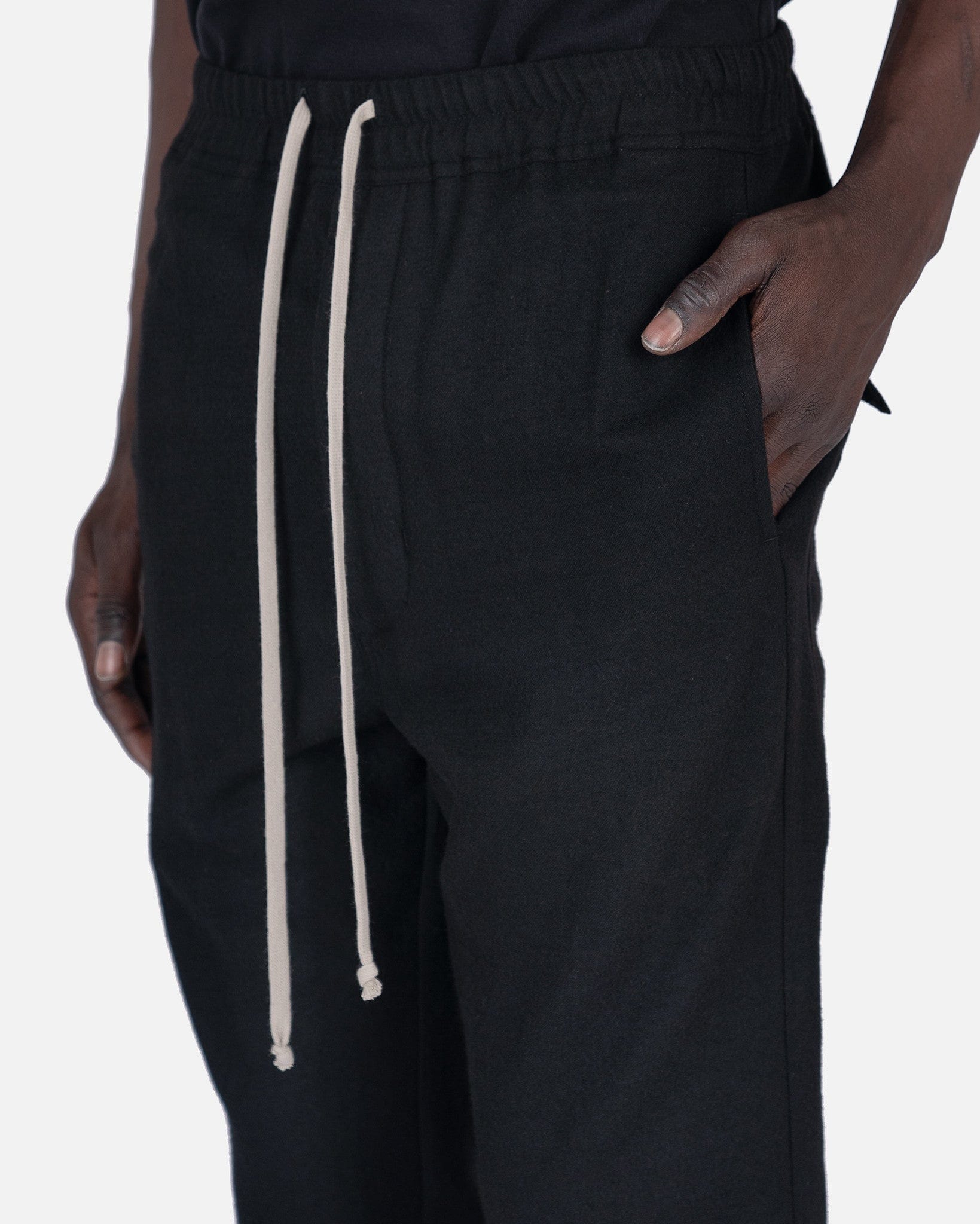 Rick Owens Men's Pants Drawstring Slim Long in Black