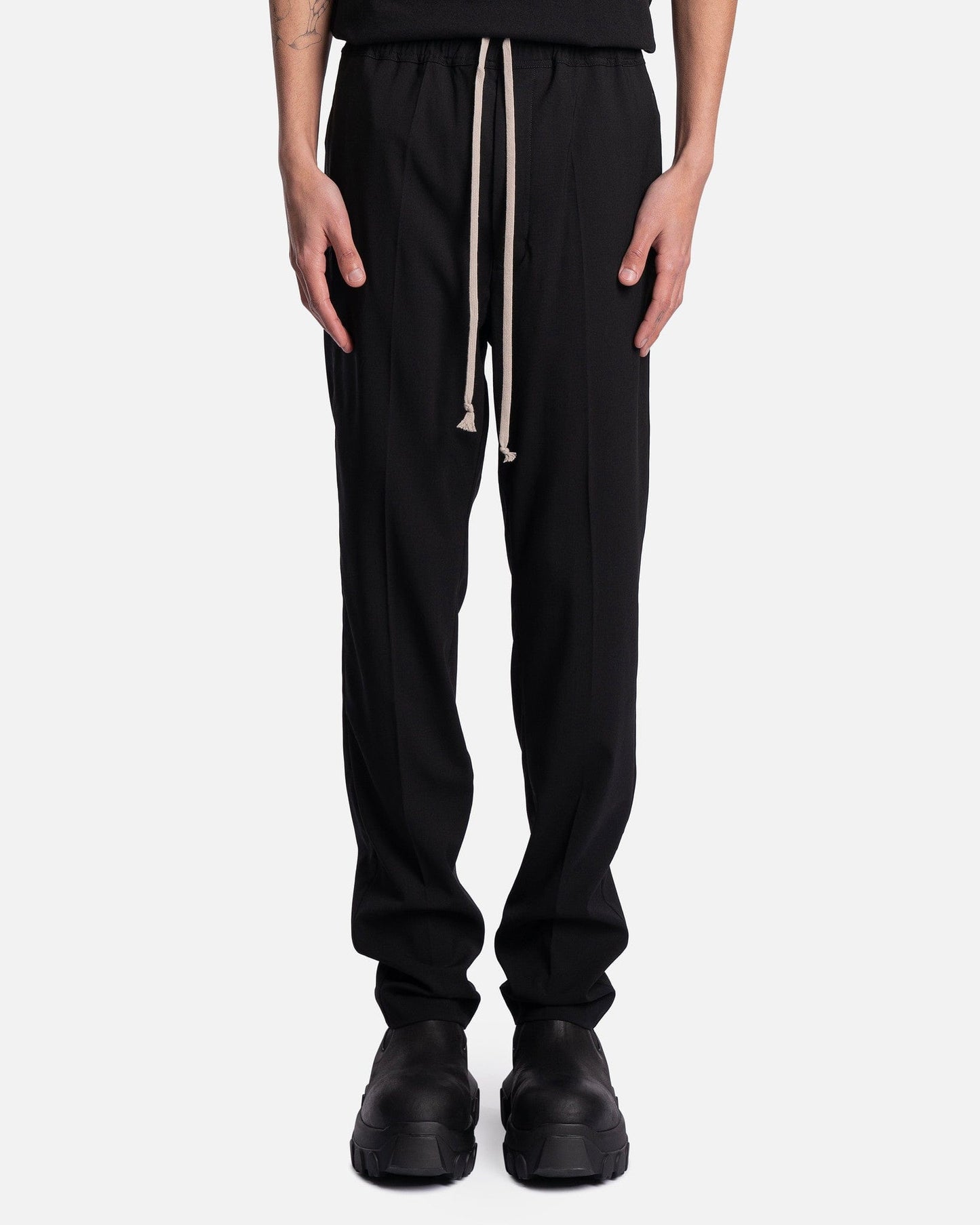 Rick Owens Men's Pants Drawstring Slim Long in Black