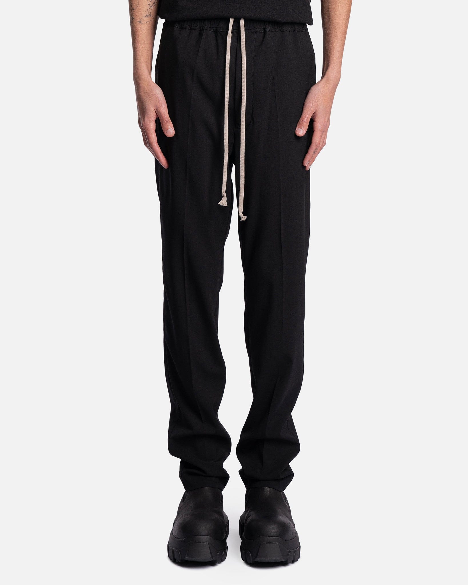 Rick Owens Men's Pants Drawstring Slim Long in Black