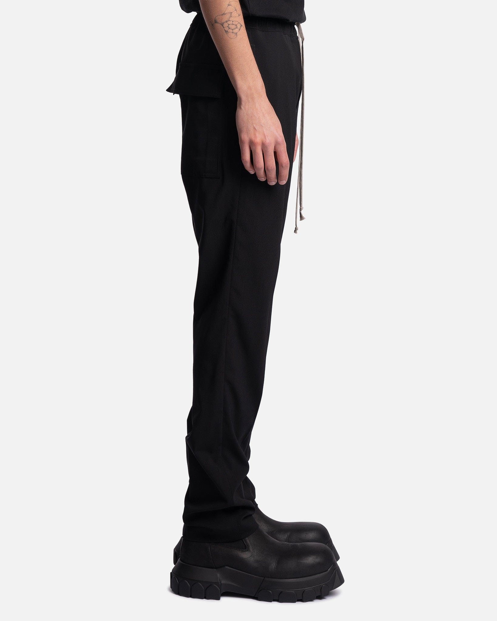 Rick Owens Men's Pants Drawstring Slim Long in Black