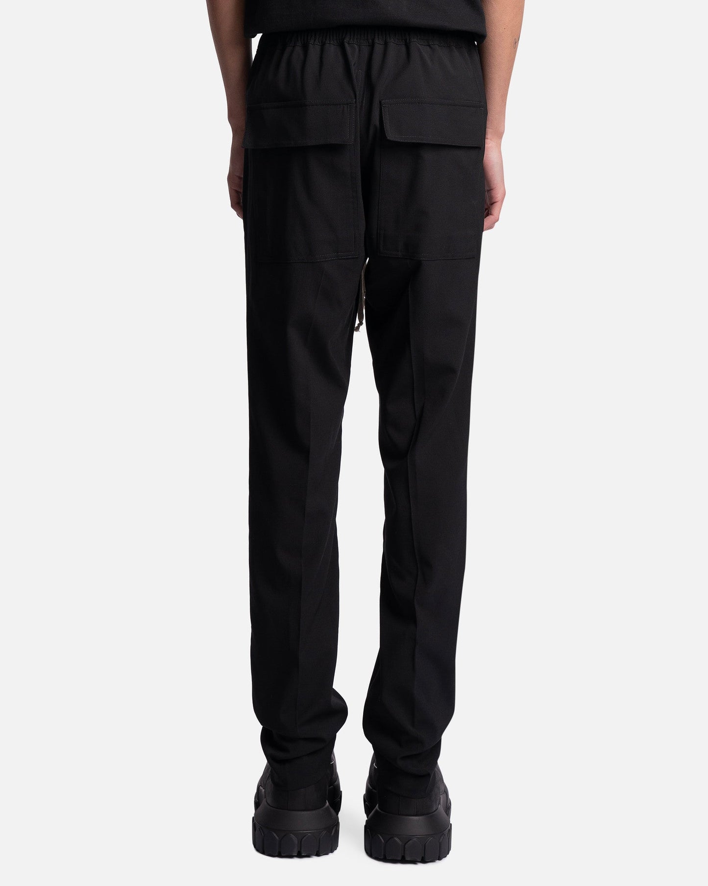 Rick Owens Men's Pants Drawstring Slim Long in Black