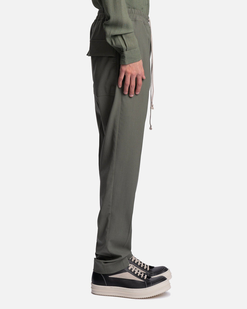 Rick Owens Men's Pants Drawstring Slim Long in Moss