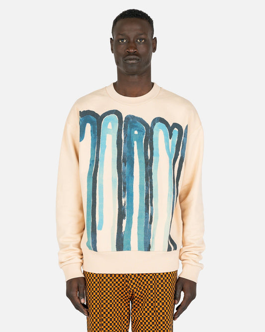 Marni Men's Sweatshirts Dripping Logo Print Sweatshirt in Bluette