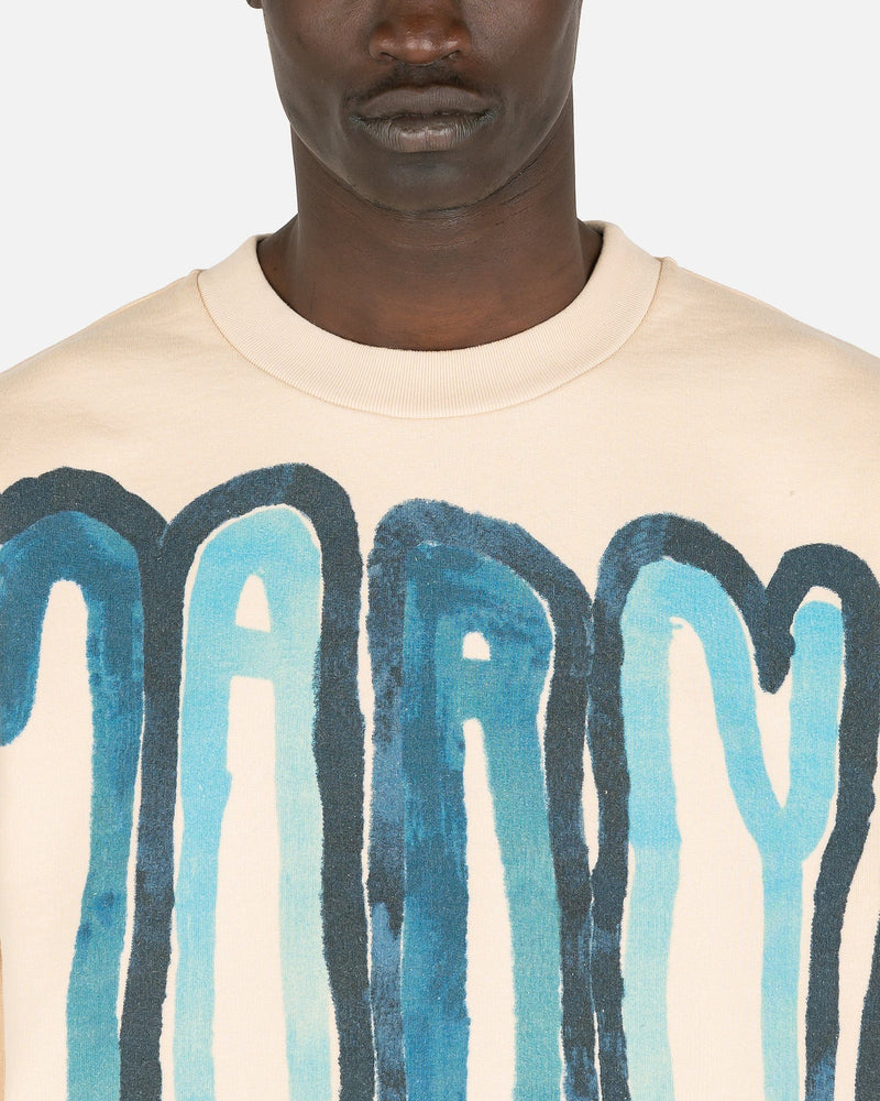 Marni Men's Sweatshirts Dripping Logo Print Sweatshirt in Bluette