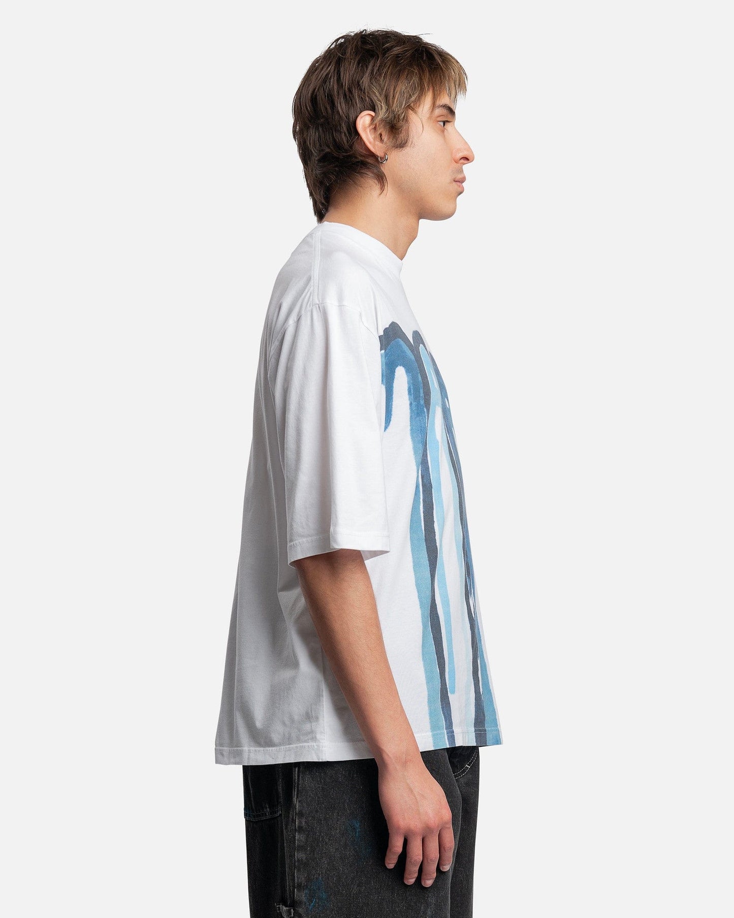 Marni Men's T-Shirts Dripping Logo T-Shirt in Bluette