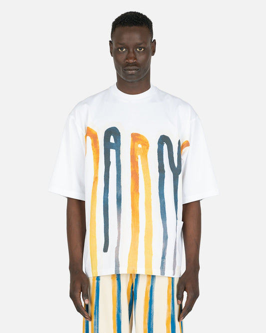 Marni Men's T-Shirts Dripping Logo T-Shirt in Maize