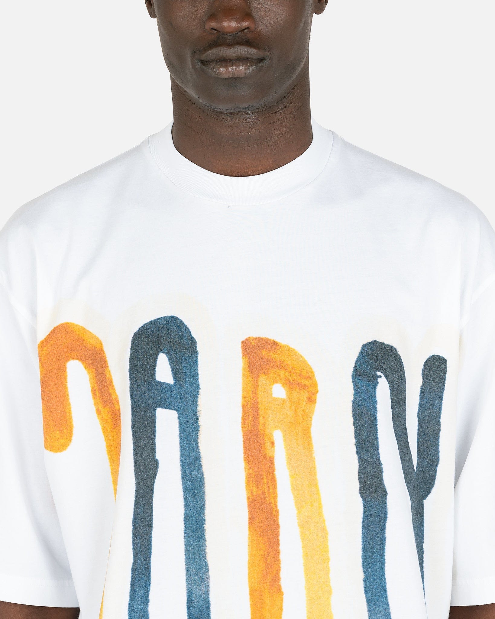 Marni Men's T-Shirts Dripping Logo T-Shirt in Maize