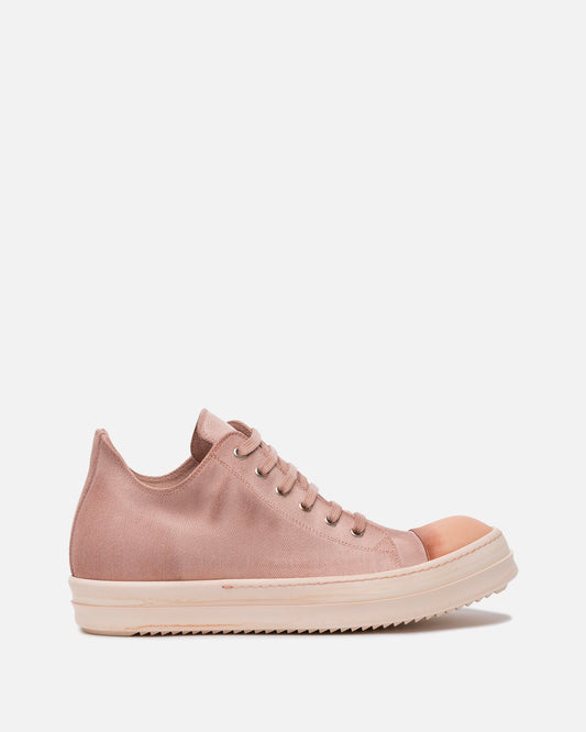 Rick Owens DRKSHDW Men's Sneakers Dyed Denim Low Ramones in Faded Pink/Pink