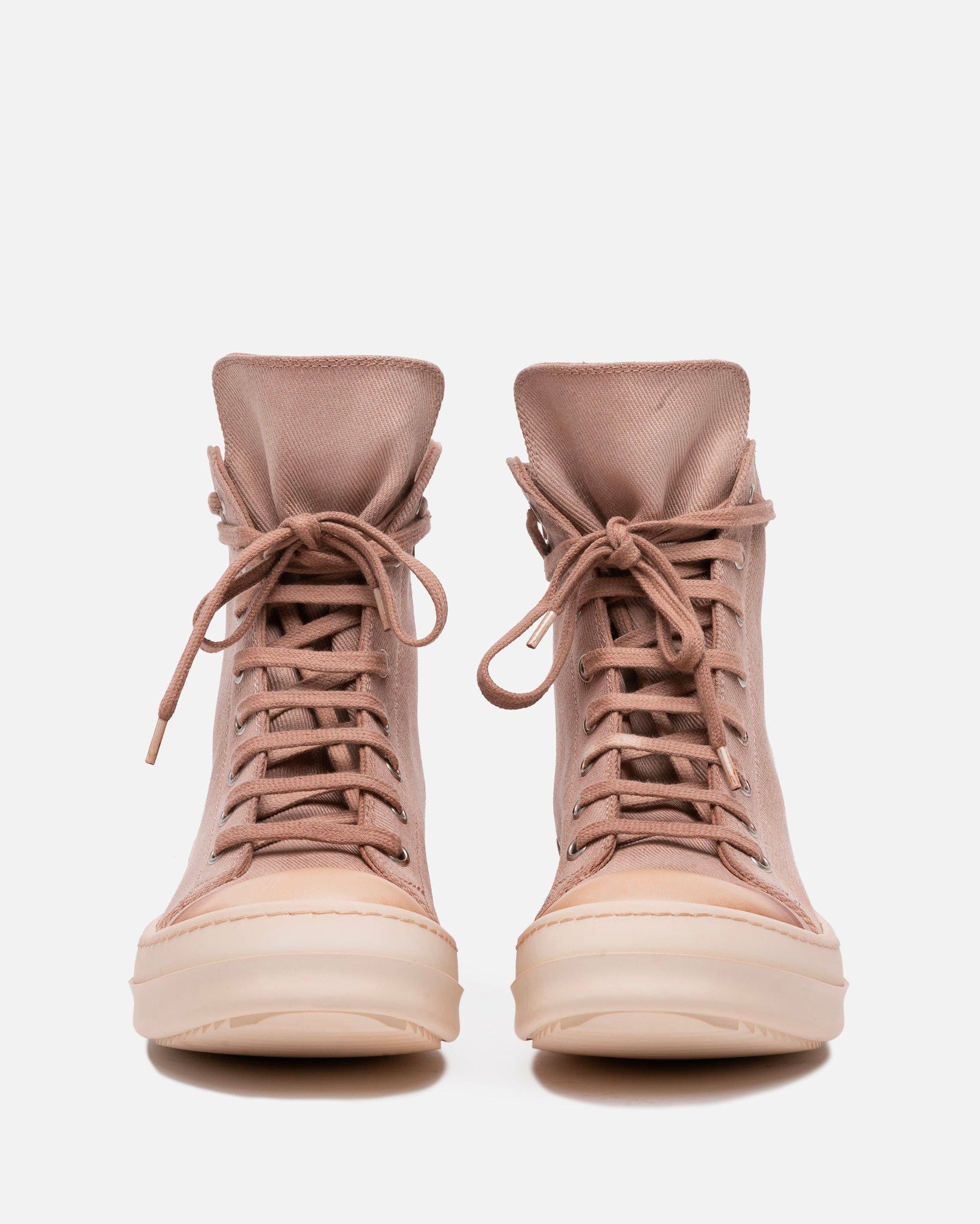Rick Owens DRKSHDW Men's Sneakers Dyed Denim Ramones in Faded Pink/Pink
