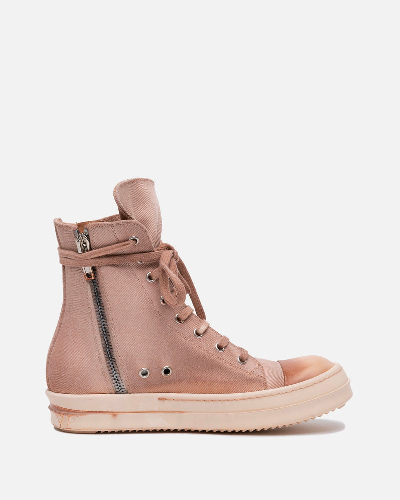 Rick Owens DRKSHDW Men's Sneakers Dyed Denim Ramones in Faded Pink/Pink