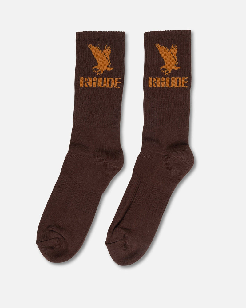 Rhude Men's Socks Eagle Sock in Brown/Mustard