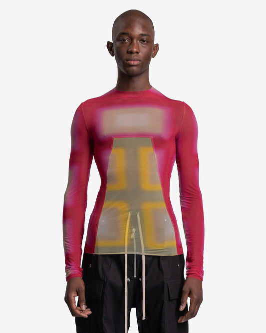 Rick Owens Men's T-Shirts EDFU Top in Fuchsia Plaid/Moss Plaid