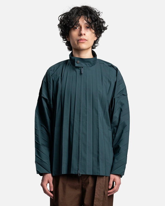 Homme Plissé Issey Miyake Men's Jackets Edge Coat in Green