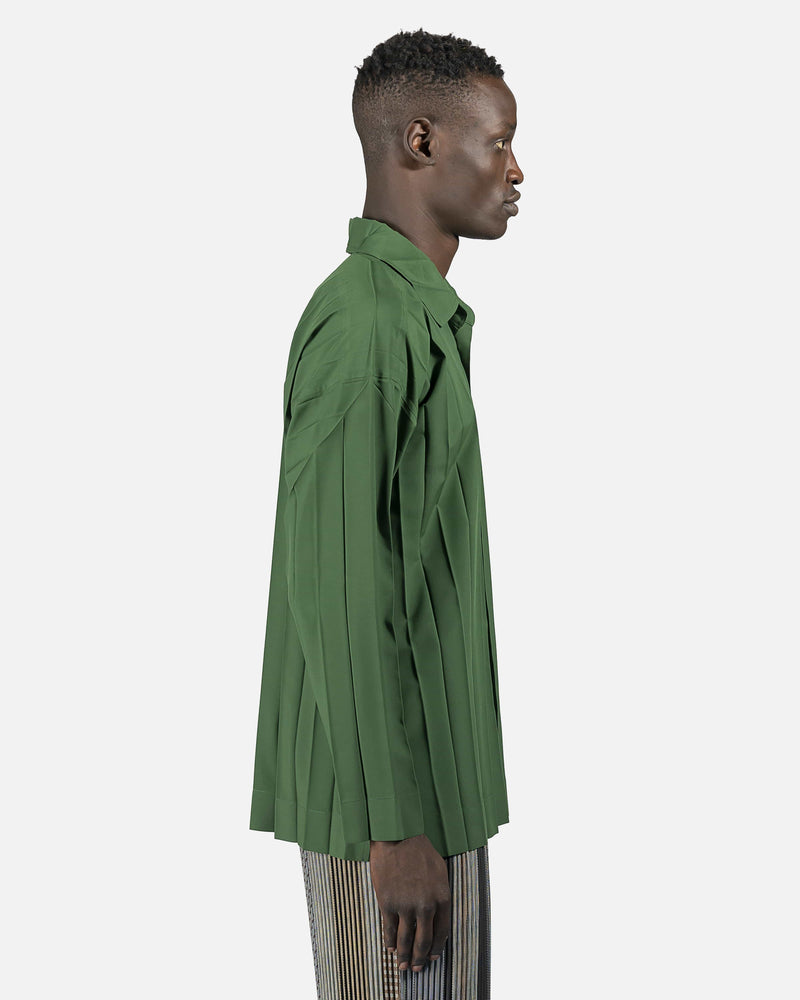 Homme Plissé Issey Miyake Men's Shirts Edge Shirt in Green