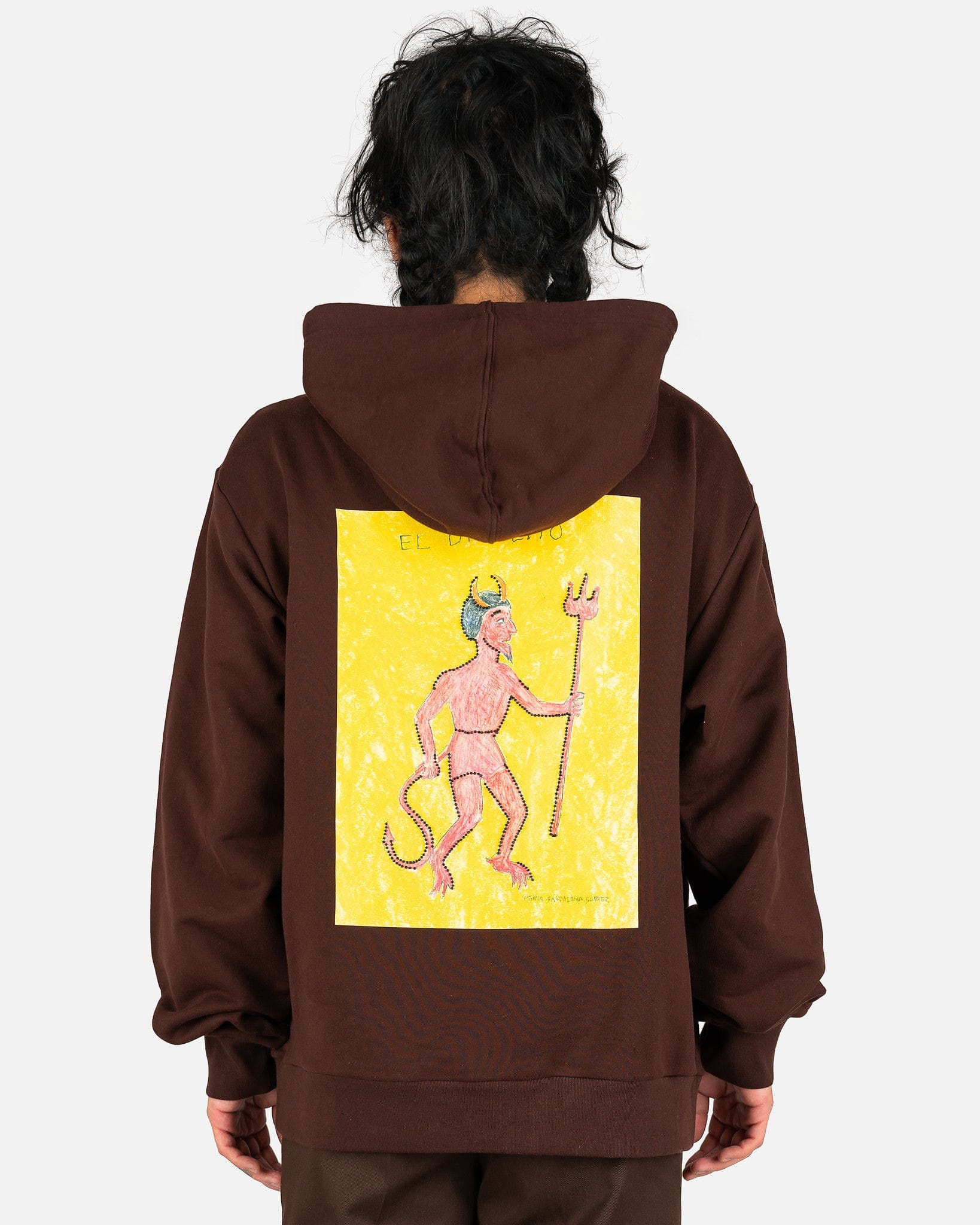 Marni Men's Sweatshirts 'El Diablito' Motif Hoodie in Black/Brown