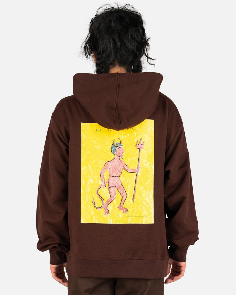 Marni Men's Sweatshirts 'El Diablito' Motif Hoodie in Black/Brown