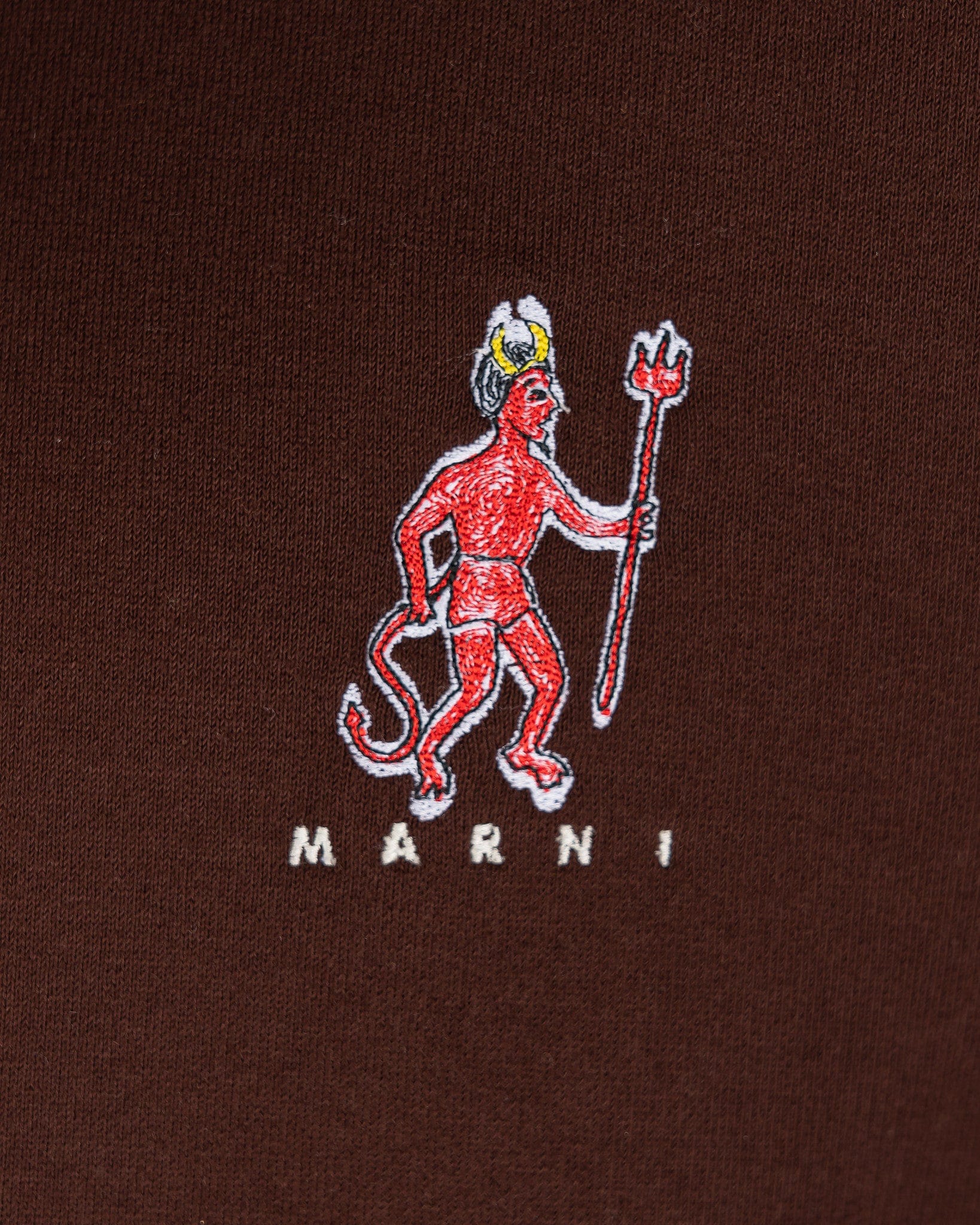 Marni Men's Sweatshirts 'El Diablito' Motif Hoodie in Black/Brown