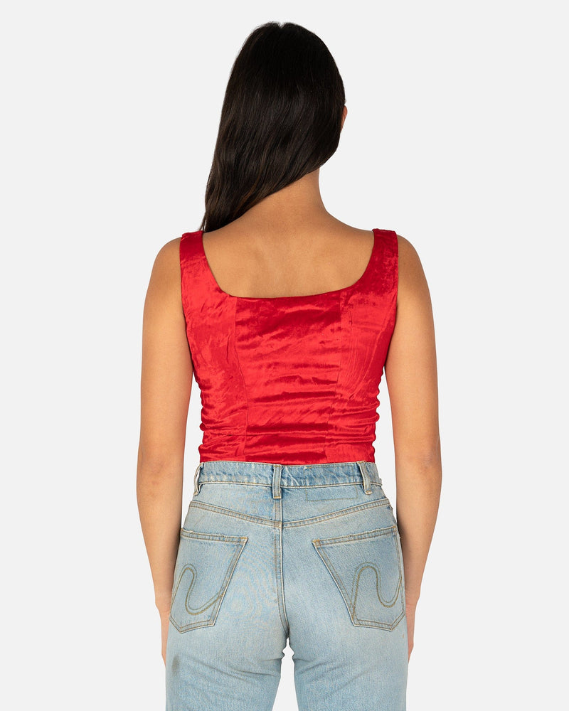 ERL Women Tops Embroidered Folk Vest in Red