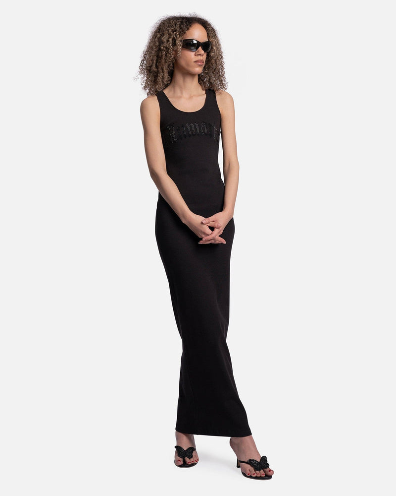 Blumarine Women Dresses Embroidered Logo Long Dress in Black