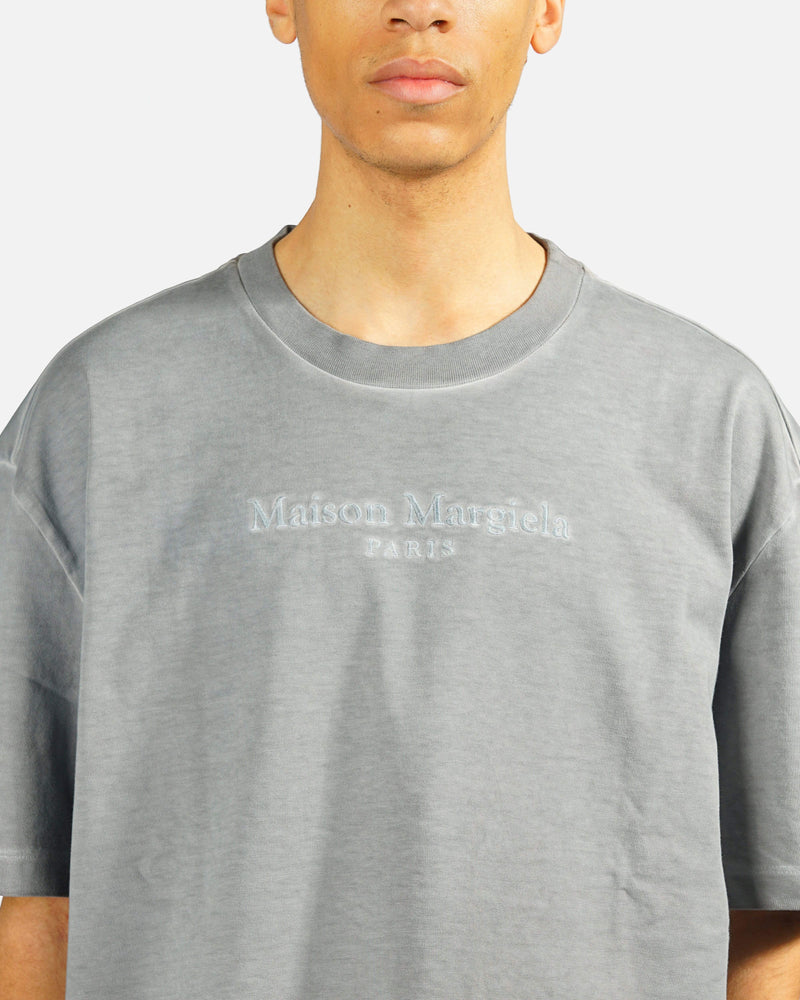 Maison Margiela Men's T-Shirts Embroidered Logo Tee in Grey Resin