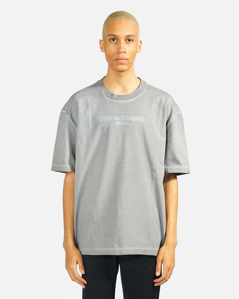 Maison Margiela Men's T-Shirts Embroidered Logo Tee in Grey Resin