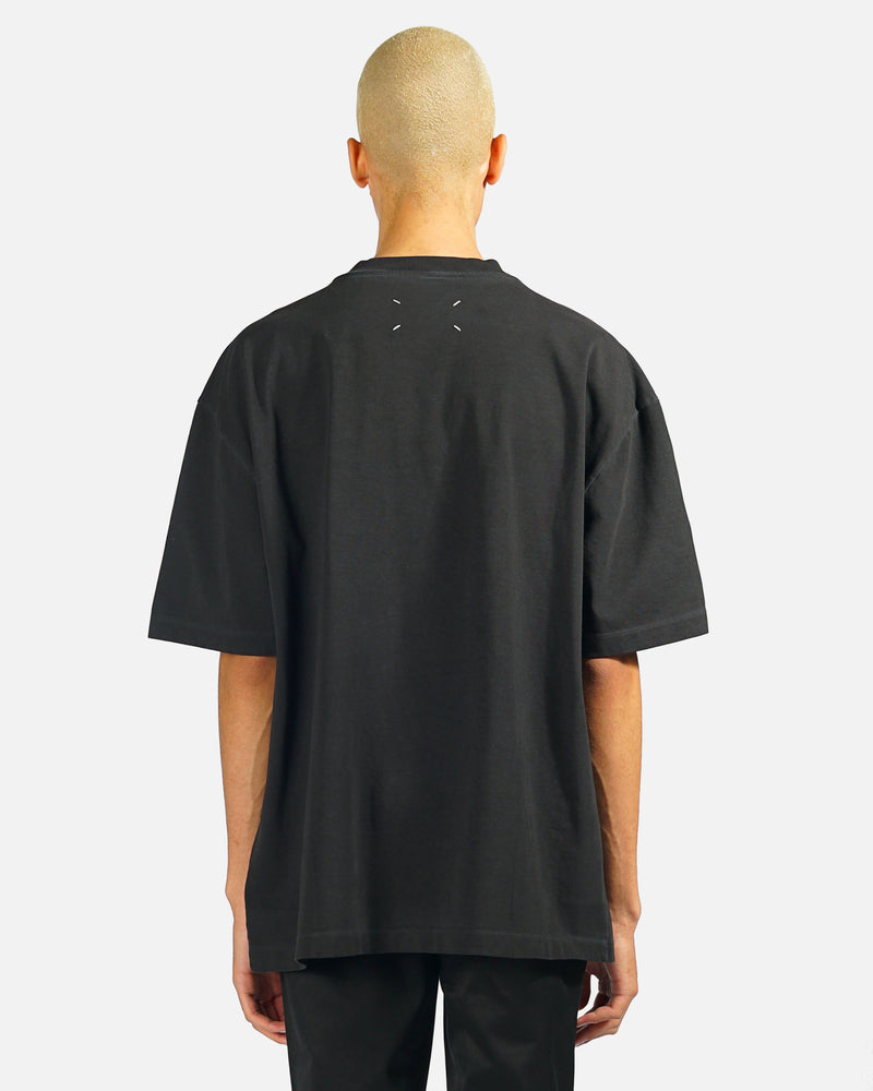 Maison Margiela Men's T-Shirts Embroidered Logo Tee in Washed Black