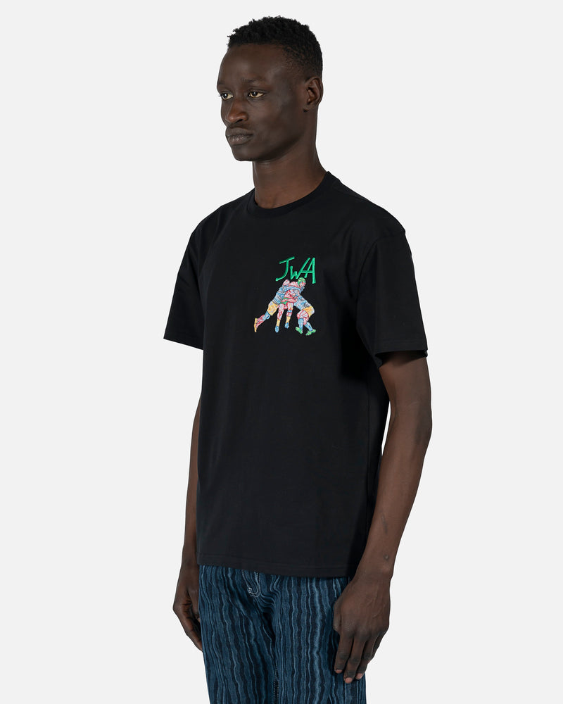 JW Anderson Men's T-Shirts Embroidered Rugby Team T-Shirt in Black