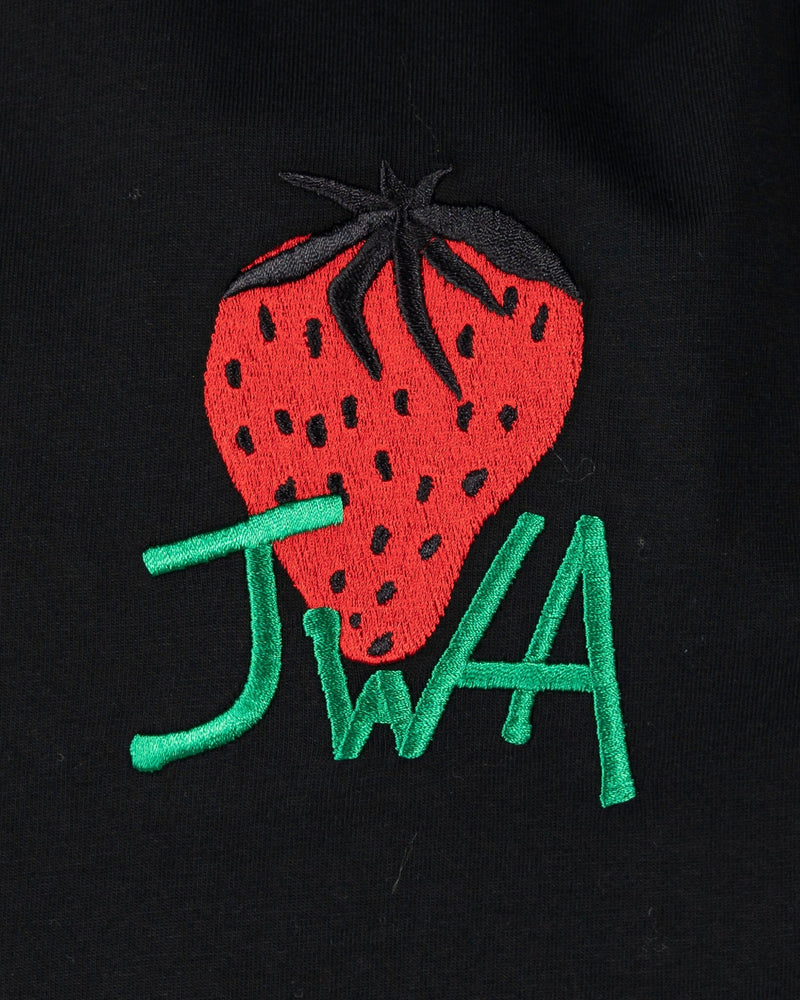 JW Anderson Men's T-Shirts Embroidered Strawberry T-Shirt in Black