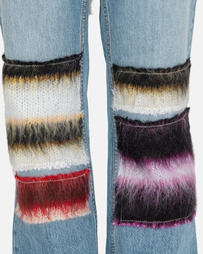 Marni Women Pants Embroidered Stripe Patch Relaxed Denim in Iris Blue