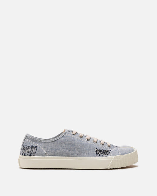 Maison Margiela Men's Sneakers Embroidered Tabi Sneakers in Light Blue Denim