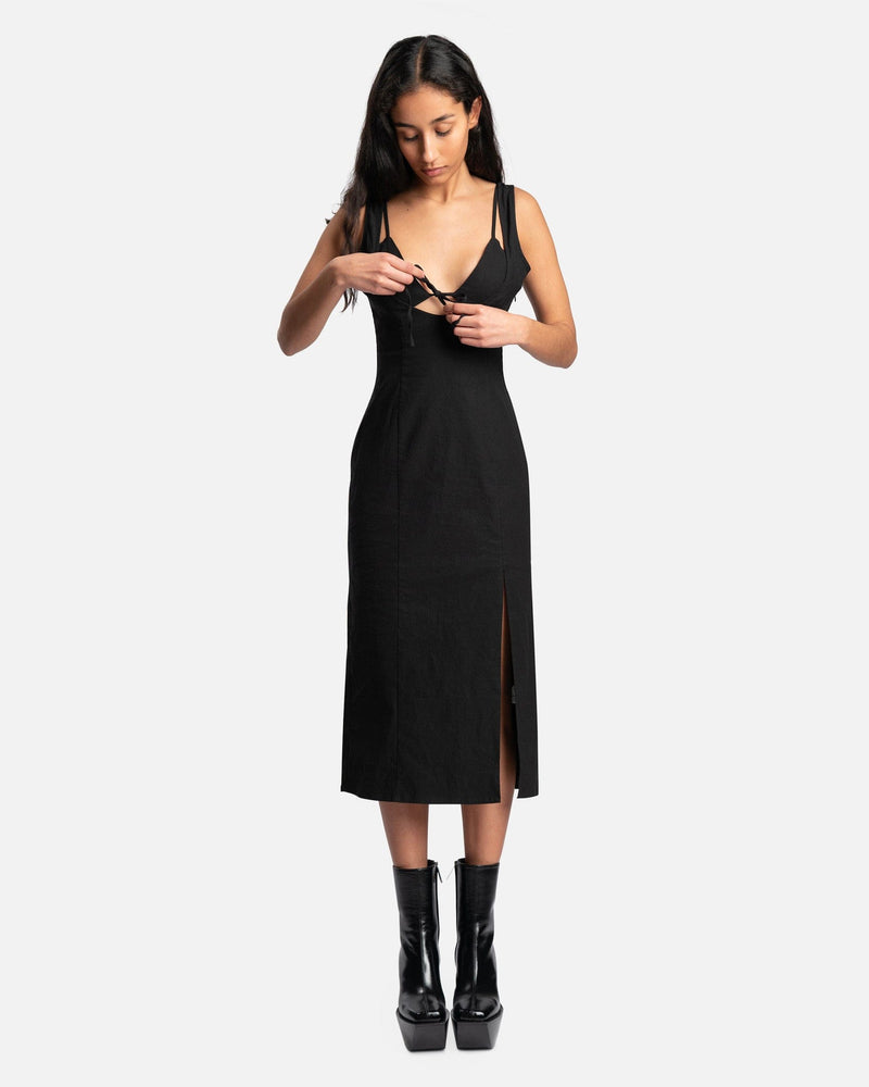 Endy Fitted Midi Dress in Black SVRN Endy Fitted Midi Dress in Black SVRN
