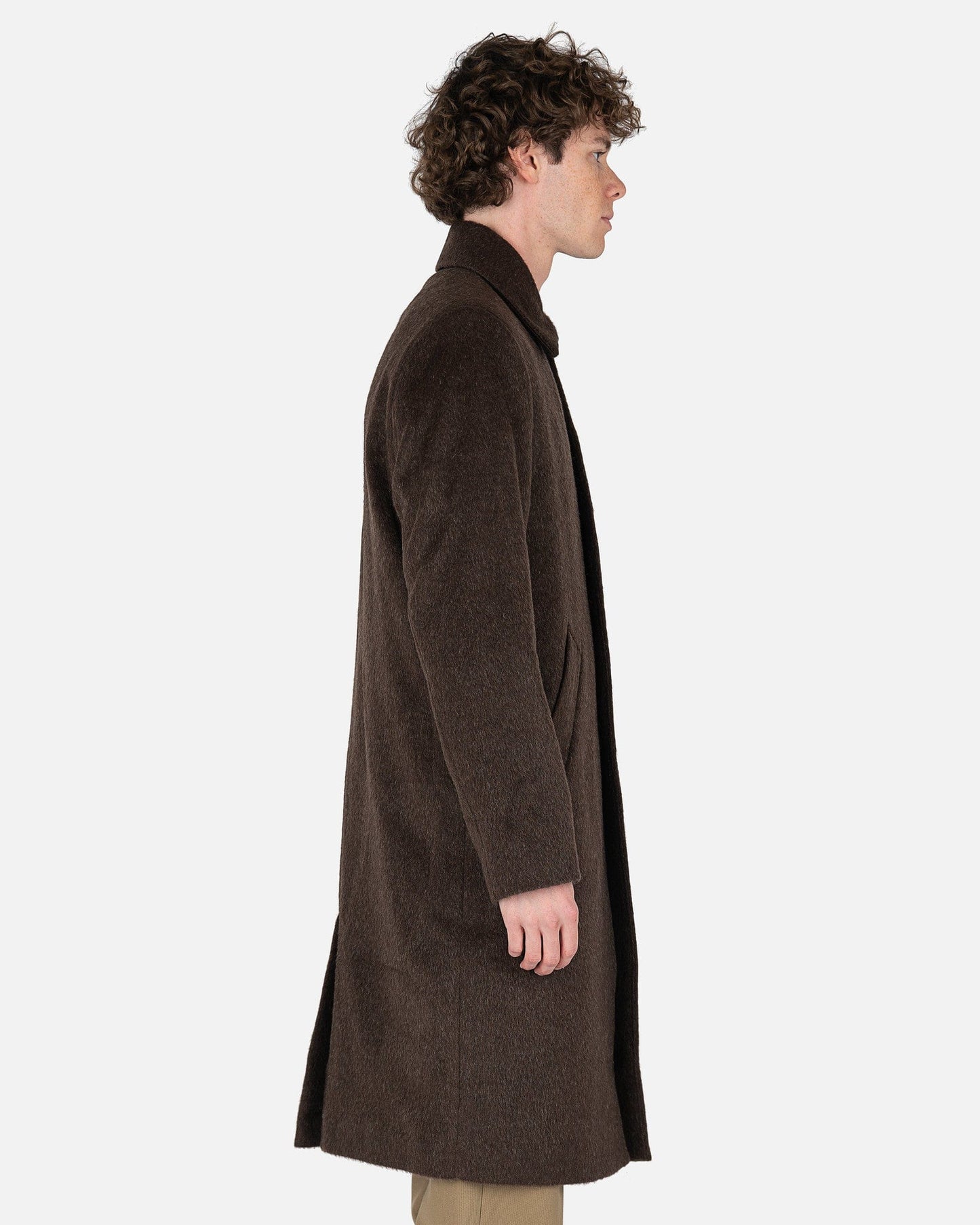 Séfr Men's Jackets Esco Coat in Brown Mohair
