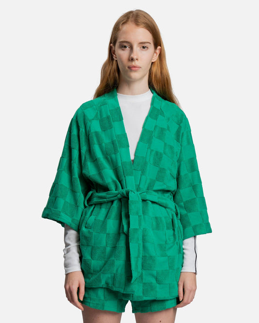 Melody Ehsani Women Jackets Estelle Terrycloth Check Robe in Kelly Green