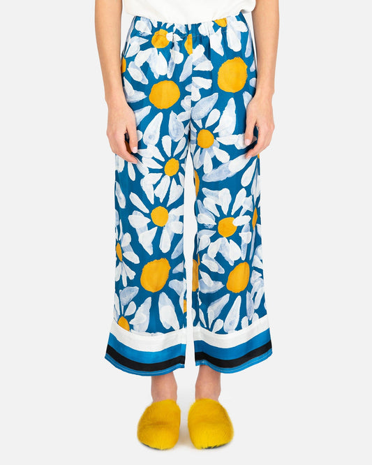 Marni Women Pants Euphoria Print Jacquard Cropped Pants in Royal
