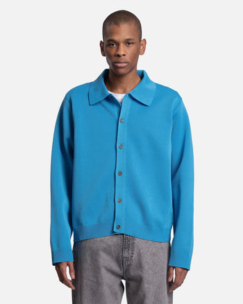 Our Legacy Men's Shirts Evening Polo in Circuit Blue Performance Poly