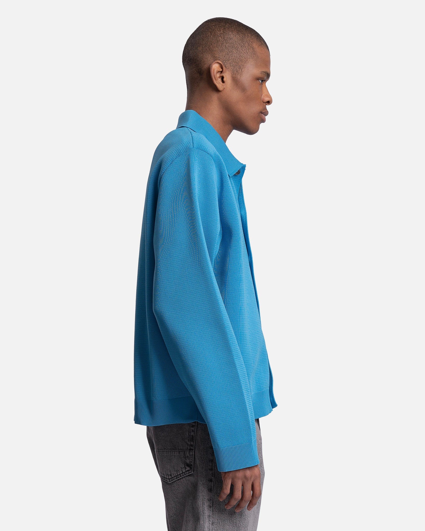 Our Legacy Men's Shirts Evening Polo in Circuit Blue Performance Poly