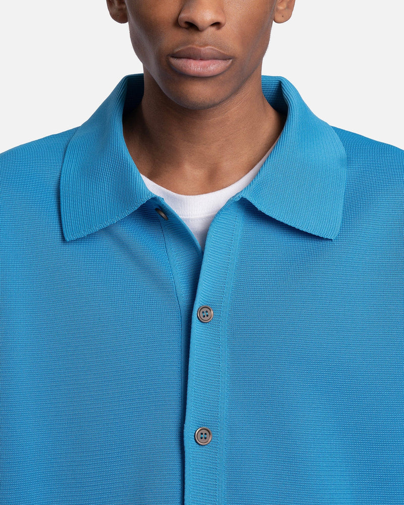 Our Legacy Men's Shirts Evening Polo in Circuit Blue Performance Poly