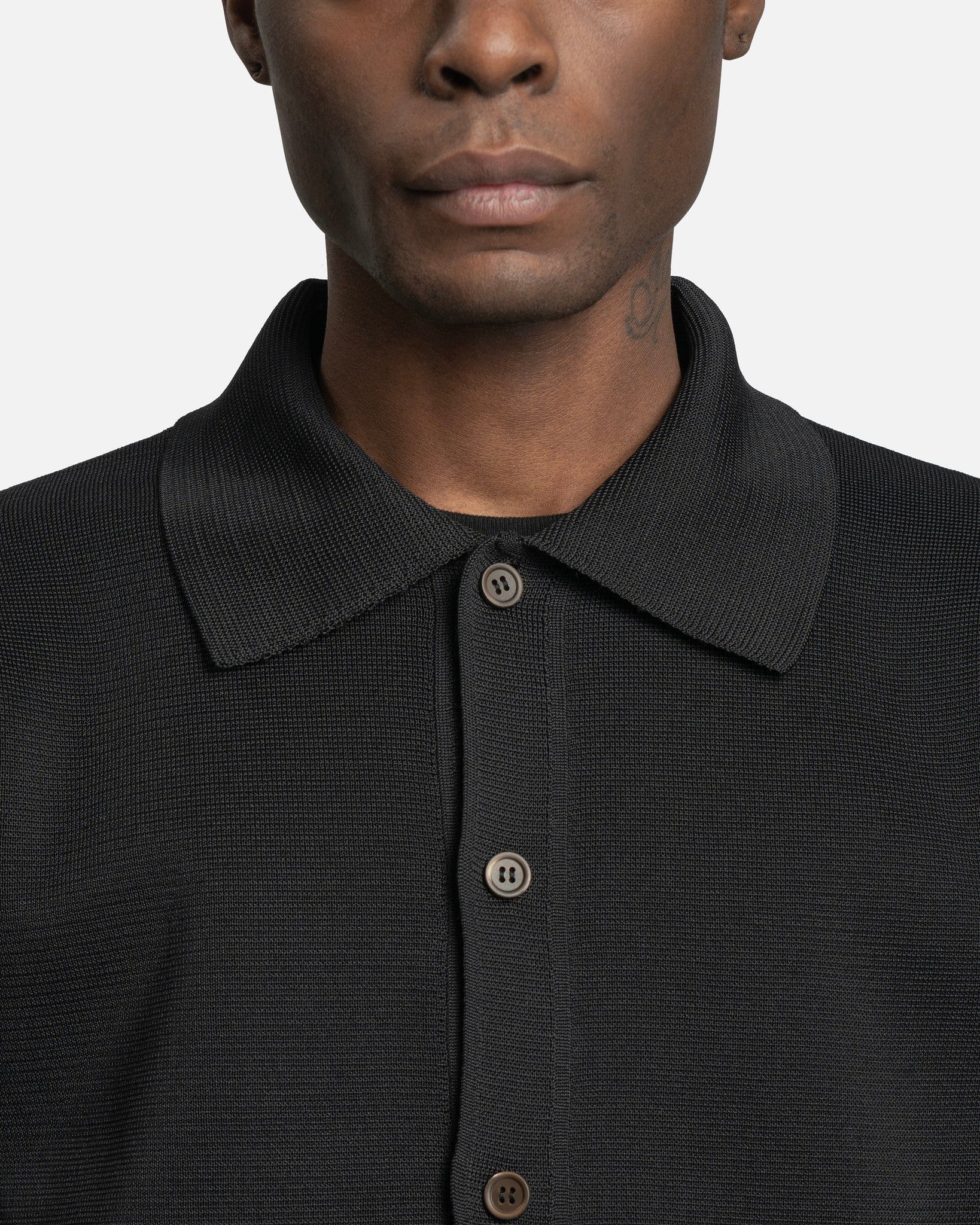 Evening Polo in Super Black Performance Poly