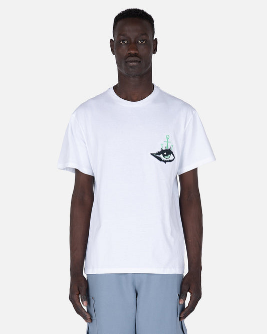 JW Anderson Men's T-Shirts Eye Embroidered Logo T-Shirt in White