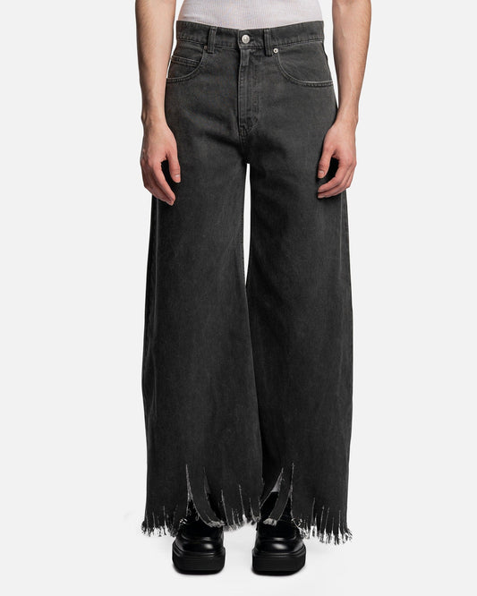 Marni Men's Pants Faded Coated Drill Denim in Granite