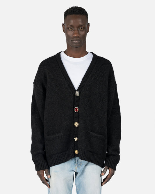 VETEMENTS mens sweater Fancy Button Knitted Cardigan in Black