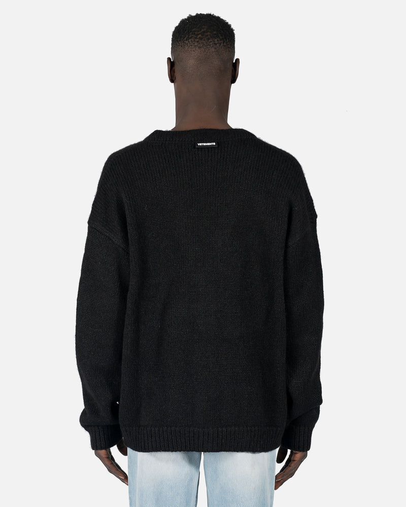 VETEMENTS mens sweater Fancy Button Knitted Cardigan in Black
