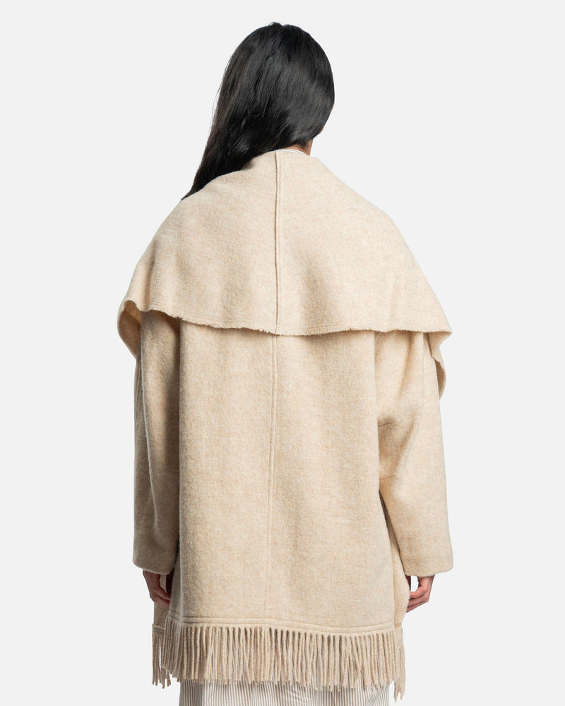 Isabel Marant Etoile Women Jackets Faty Fringes Wool Coat in Ecru