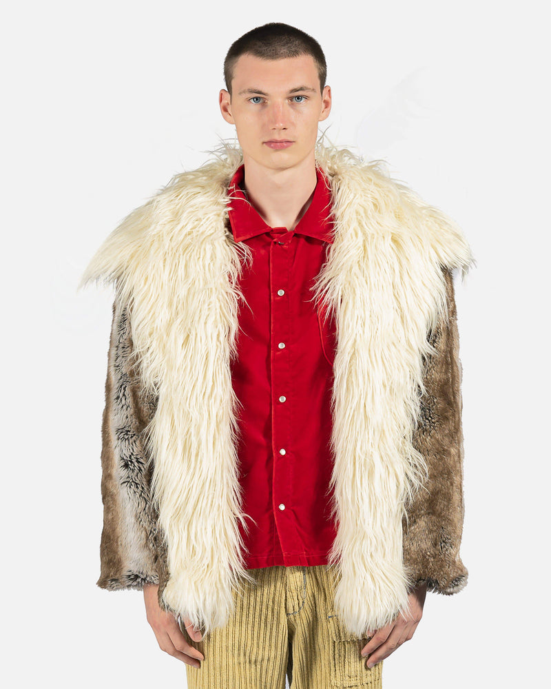 ERL Men's Coat Faux Fur Coat in Brown