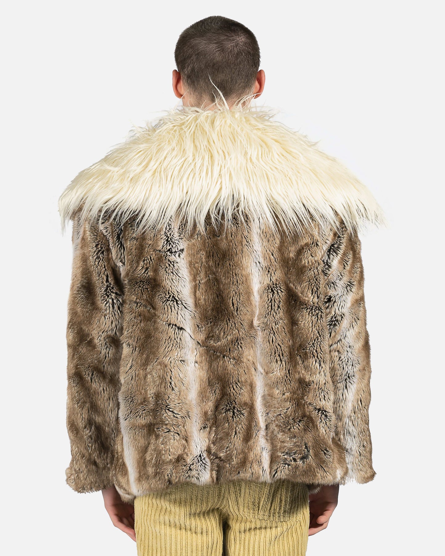 ERL Men's Coat Faux Fur Coat in Brown
